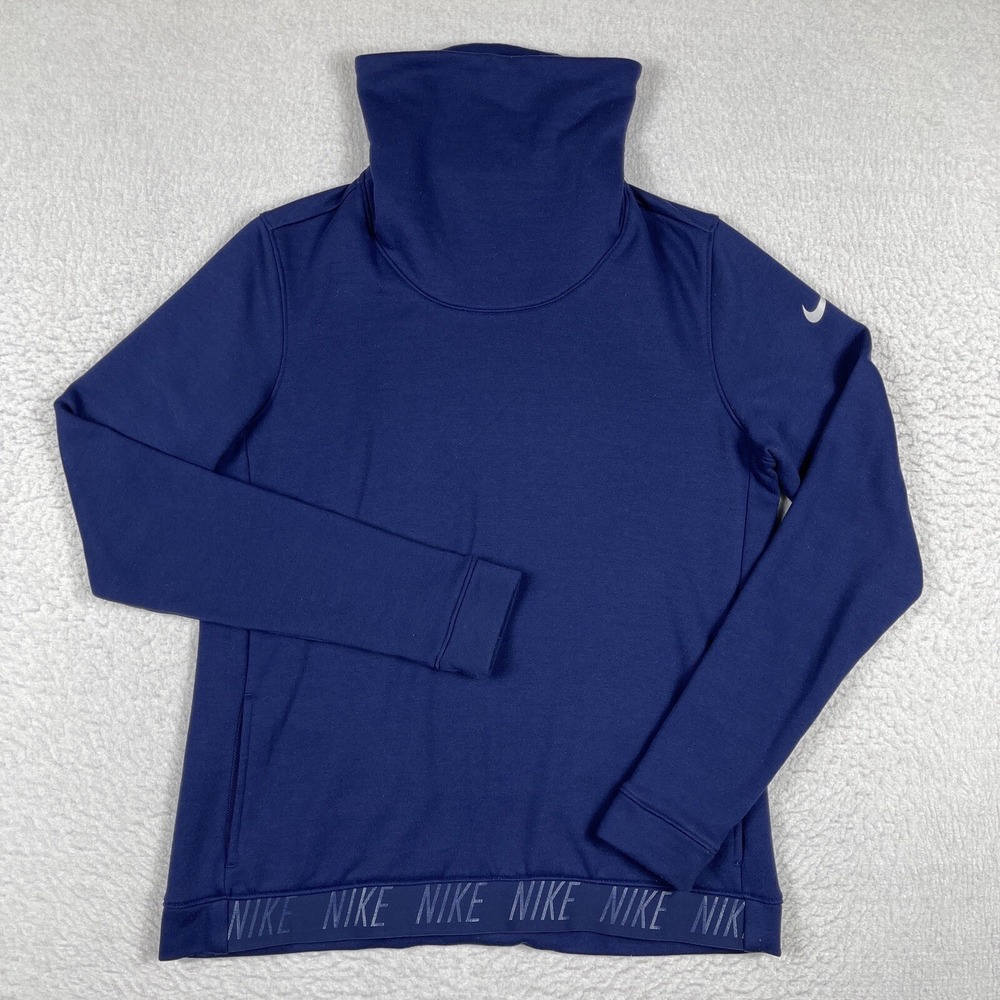 Nike Sweatshirt Womens Medium Blue Funnel Cowl Pullover Gym Workout Casual‎ Cozy